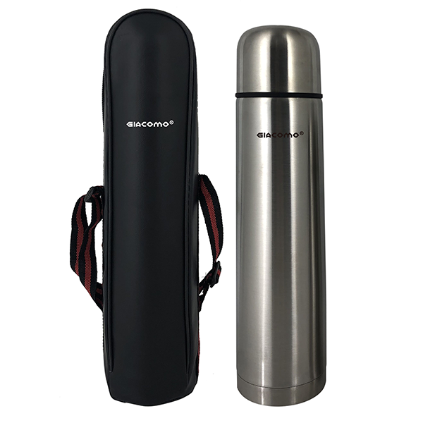 1L Stainless Steel Vacuum Insulated Flask With Pouch