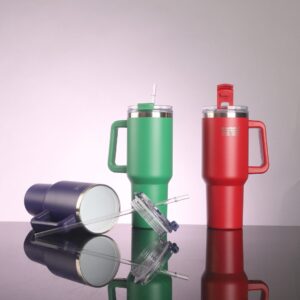 1.2L Double Wall Stainless Steel Vacuum Insulated Mug With Inner Ceramic Coating + Straw