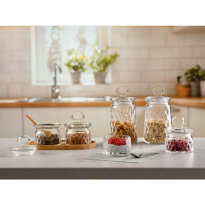 Pasabahce Leafy Glass Canisters